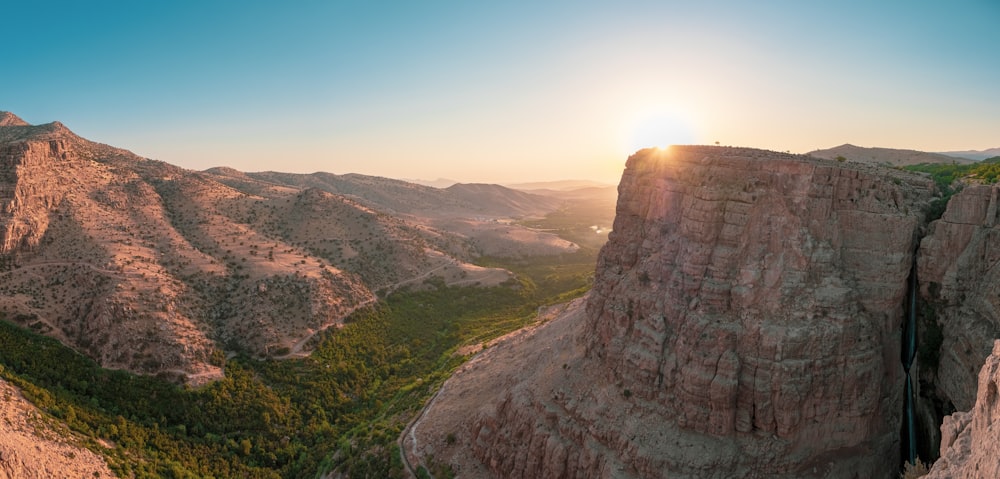 a large rock cliff