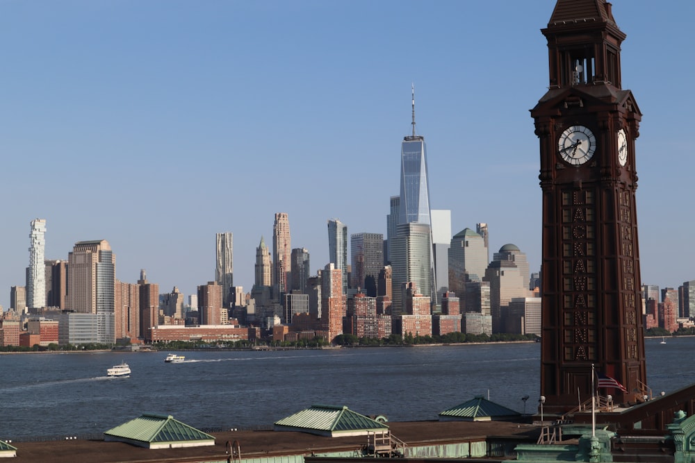 a clock tower in a city