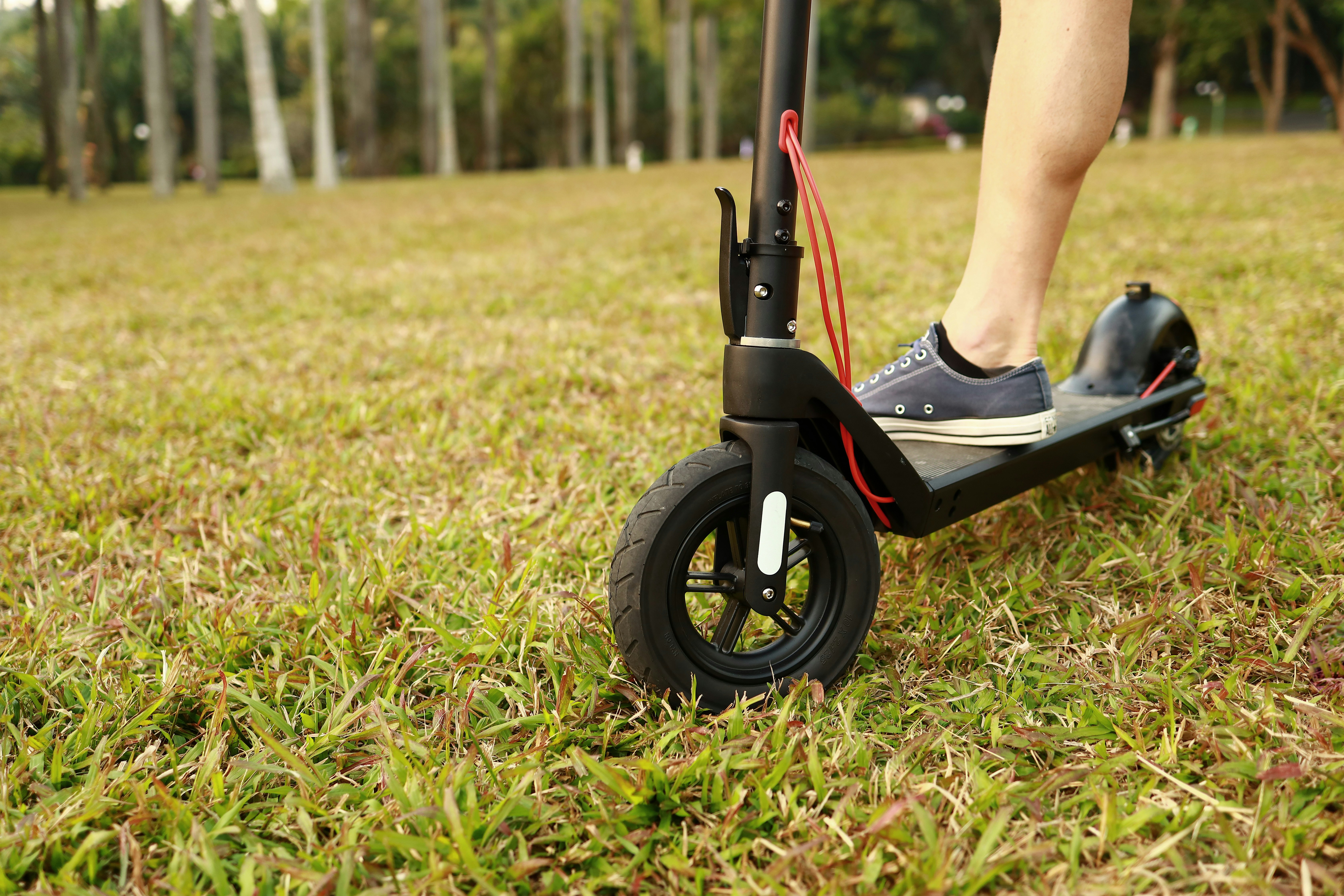 a person riding a scooter