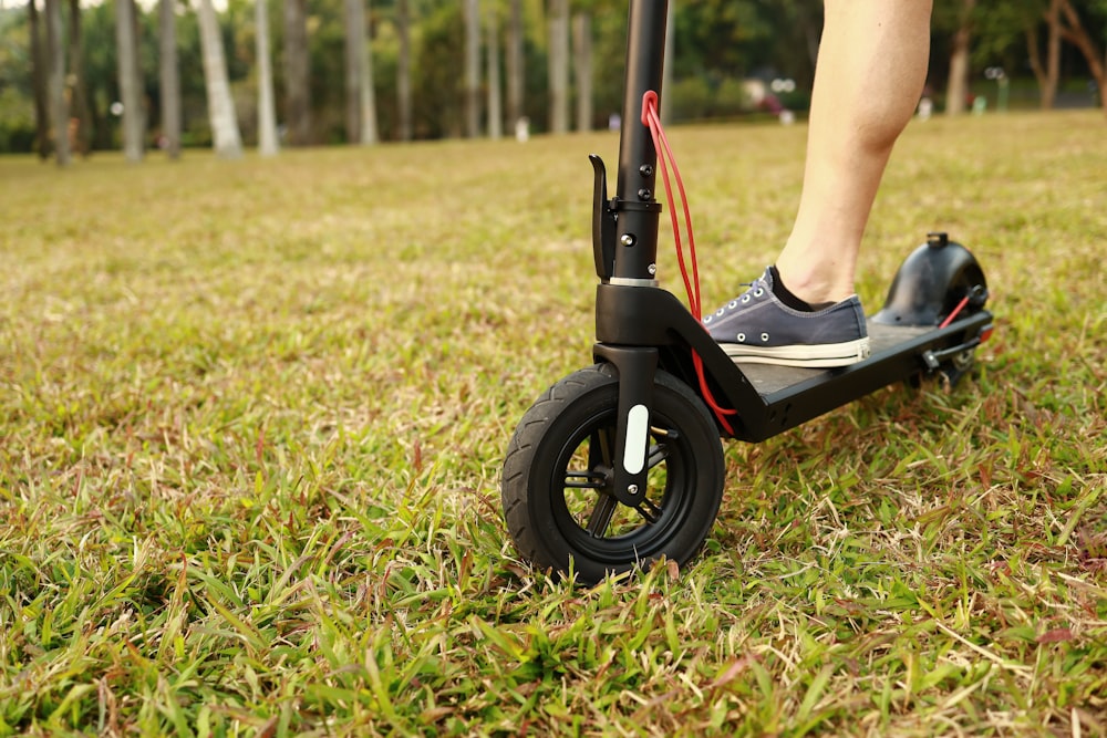 a person riding a scooter