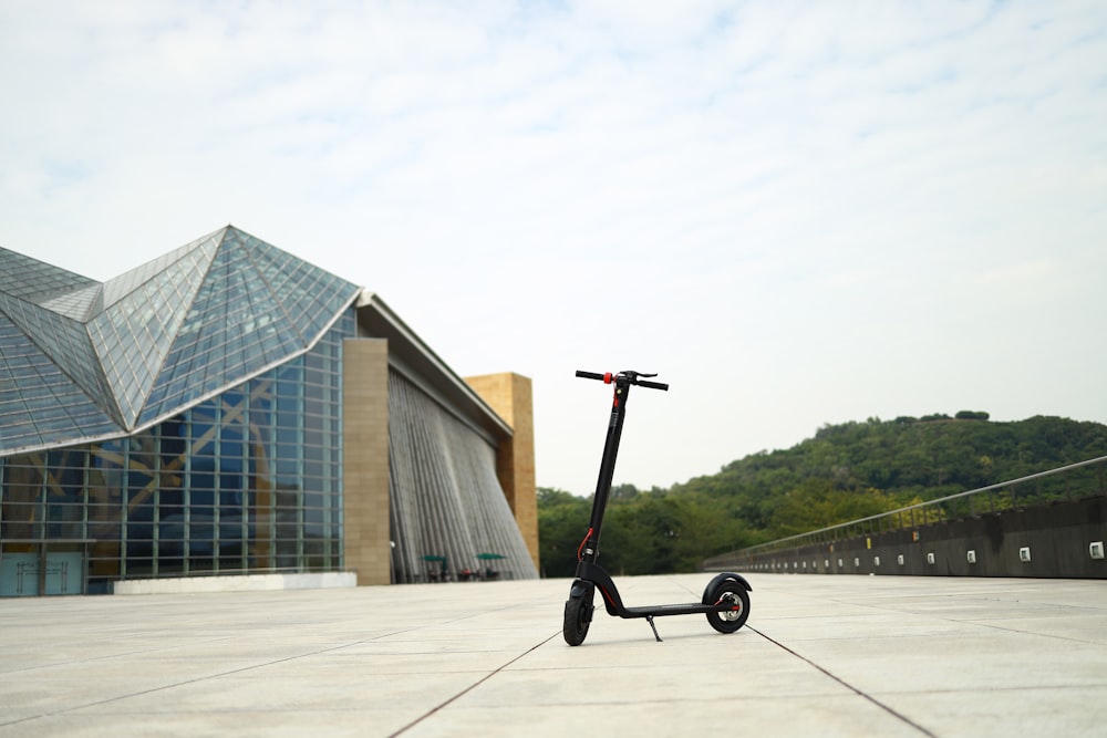 a drone flying in front of a building