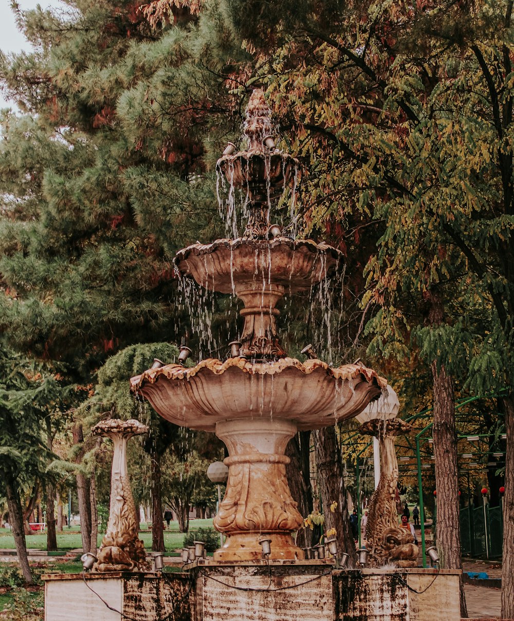 a fountain in a park