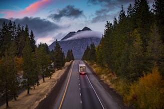 a car driving down a road