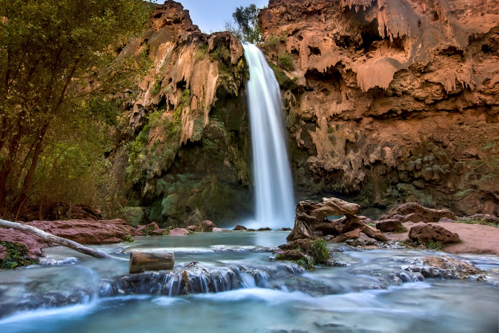 a waterfall in a rocky place