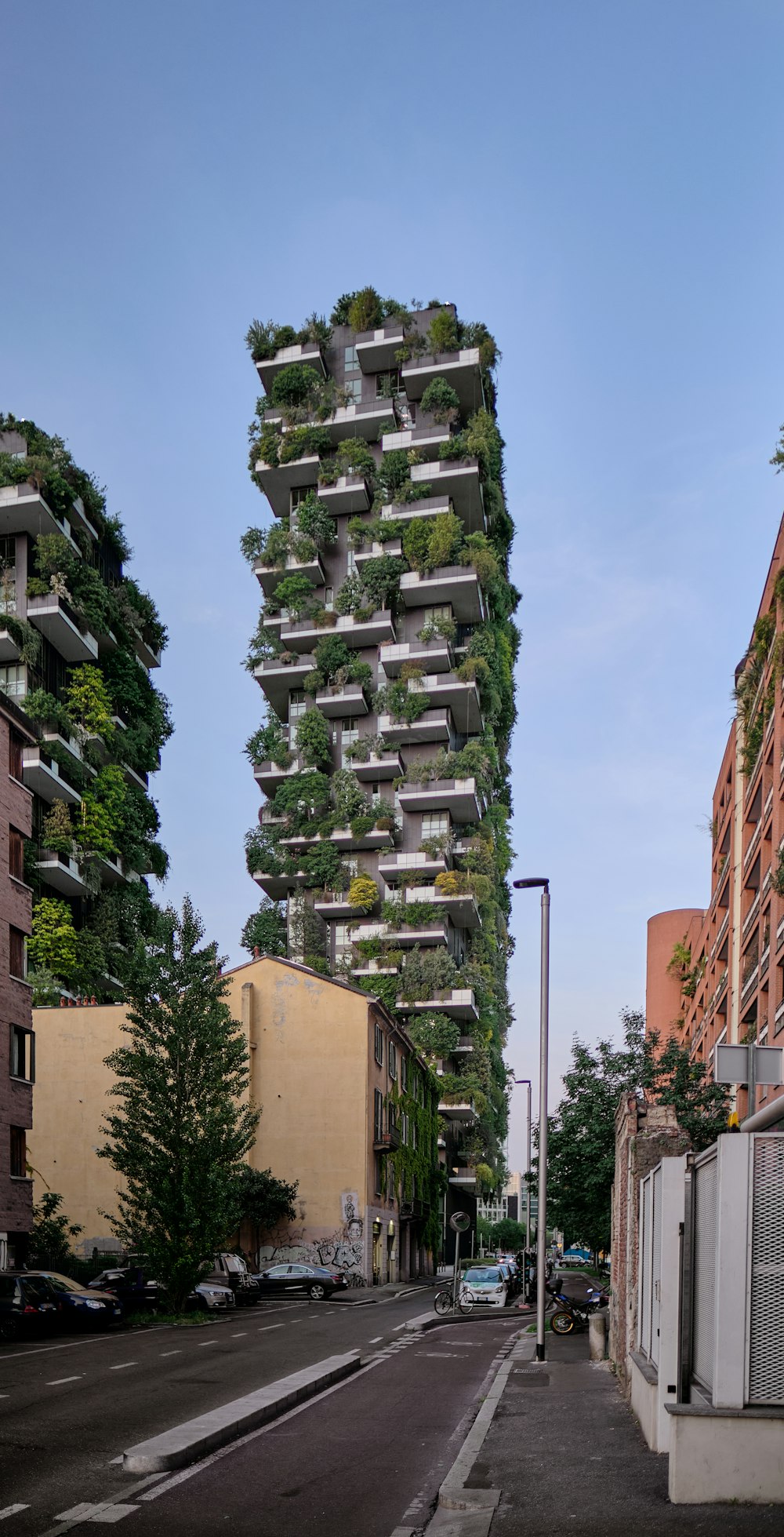 a tall building with Bosco Verticale