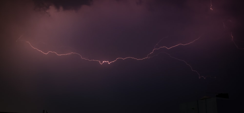 a lightning strike in the sky