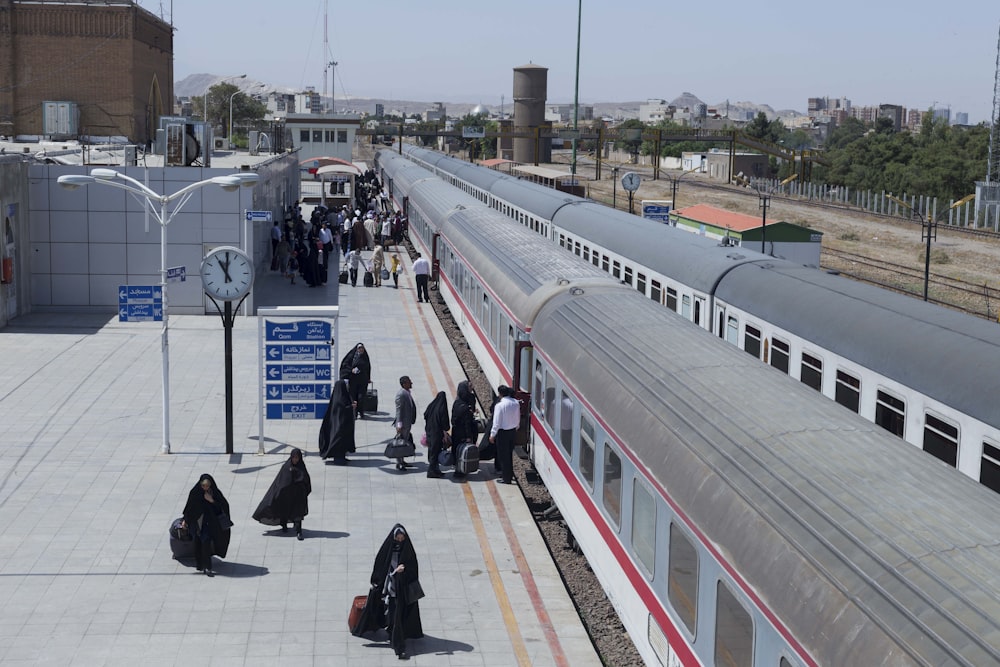 a train pulling into a station