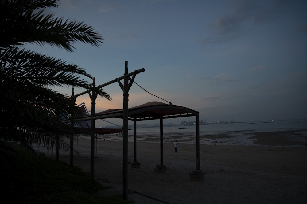 a beach with umbrellas