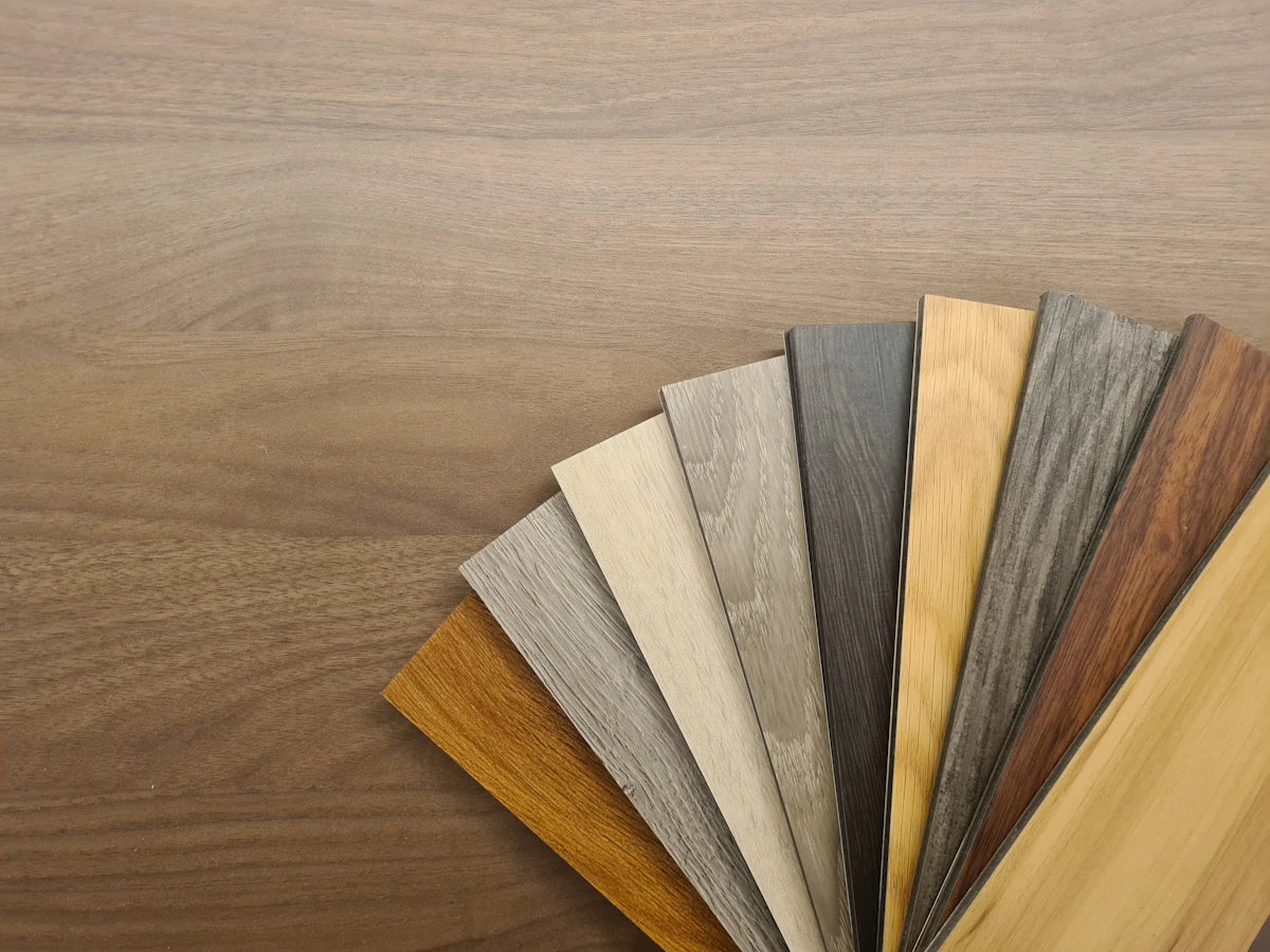Fanned wood flooring samples