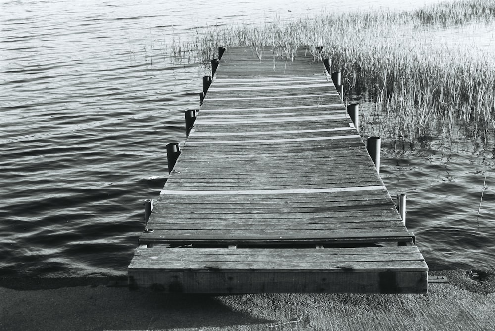 a wooden dock over water