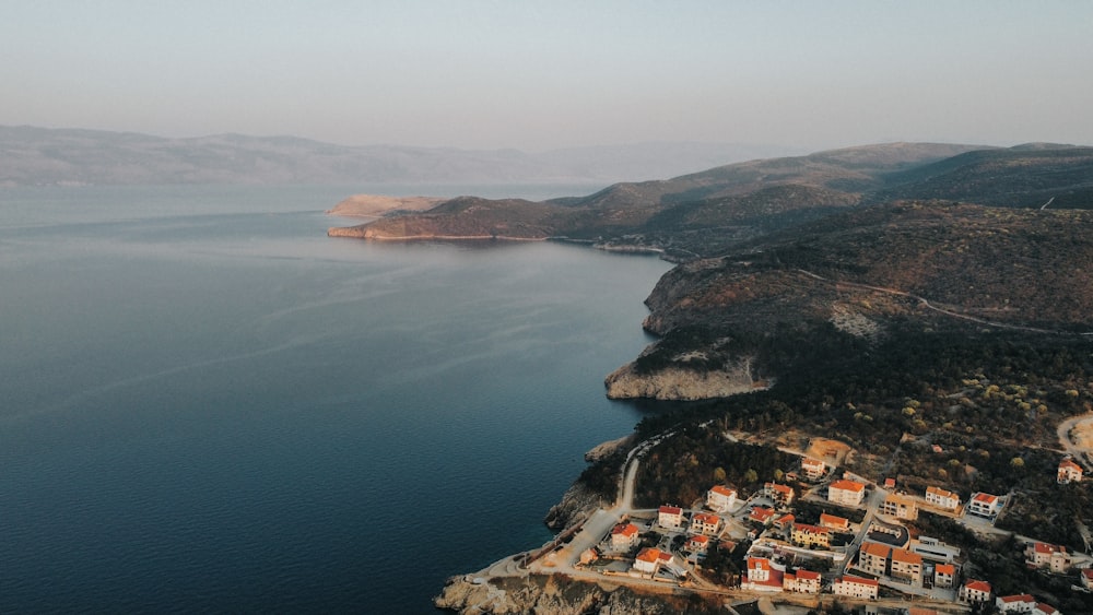 a city next to a body of water