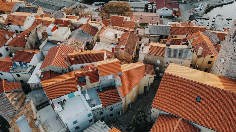 a high angle view of buildings