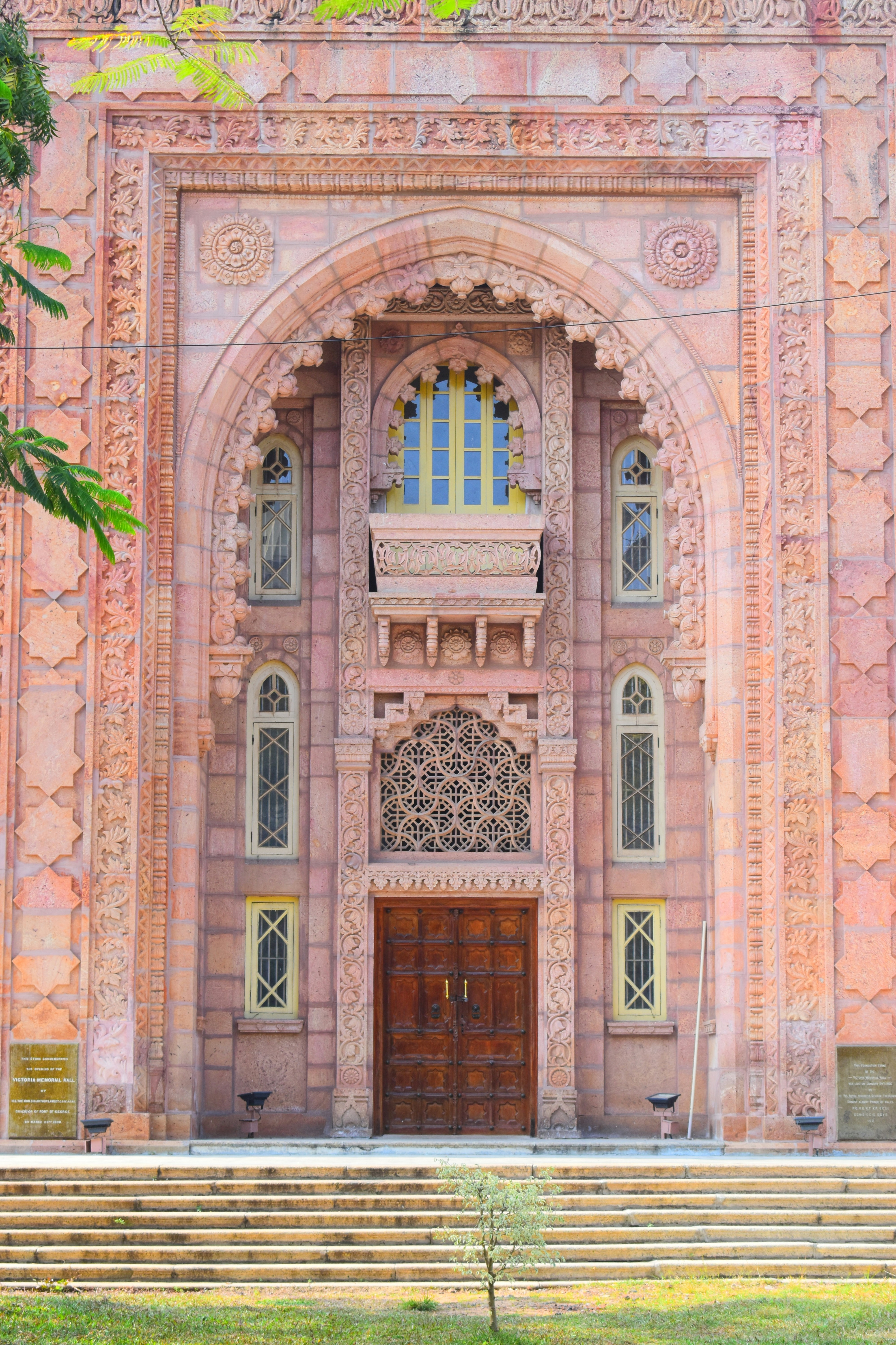 a building with a large door