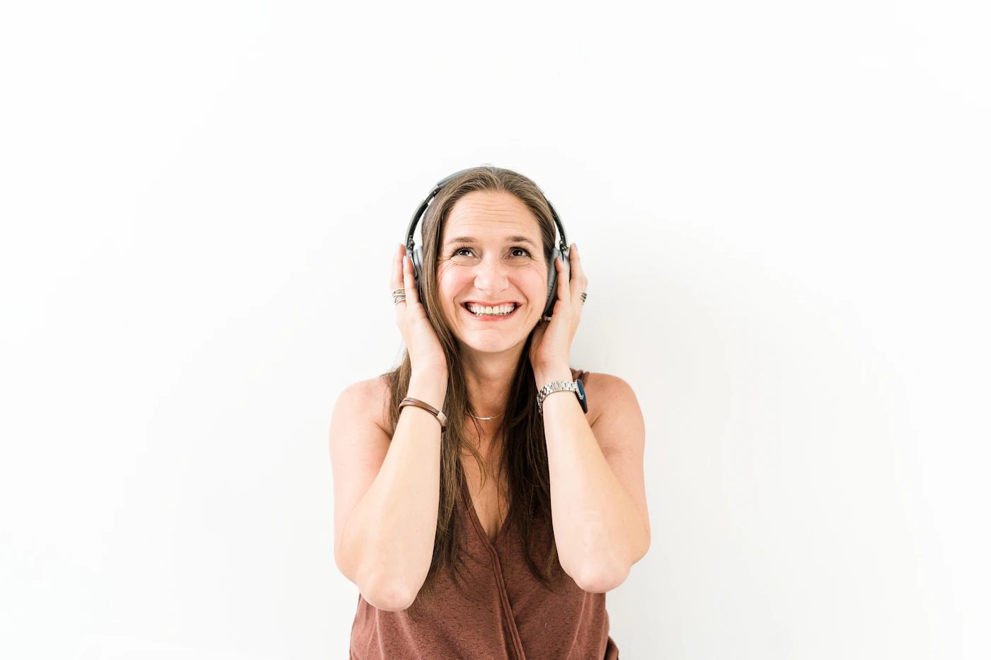 A person on a voice call wearing headphones