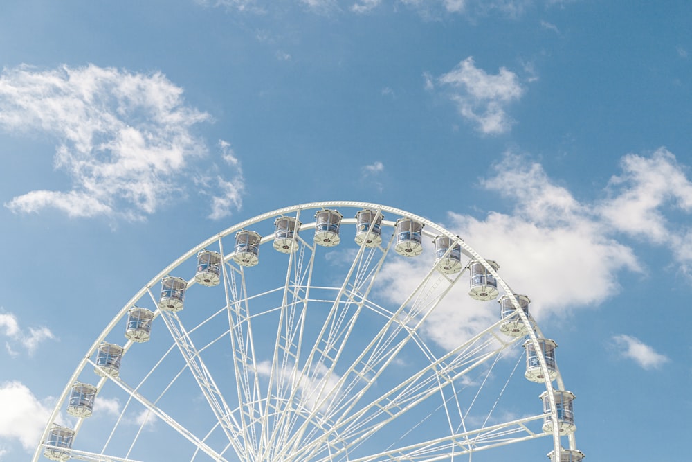 a ferris wheel under a blue sky