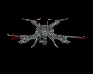 Visualization of AI processing real-time aerial imagery with teal and black interface overlays.