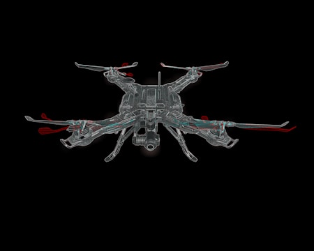 A visualization of drone aerodynamics in a simulation environment.