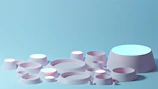 A collection of gentle, pastel-colored calming tools arranged neatly on a soft surface.