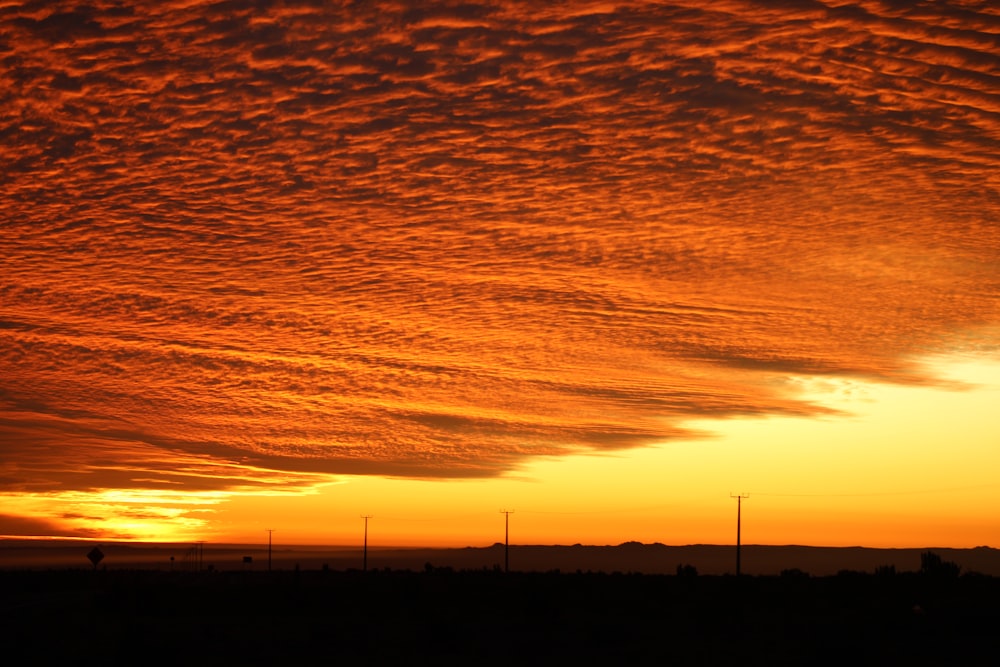 a sunset over a city