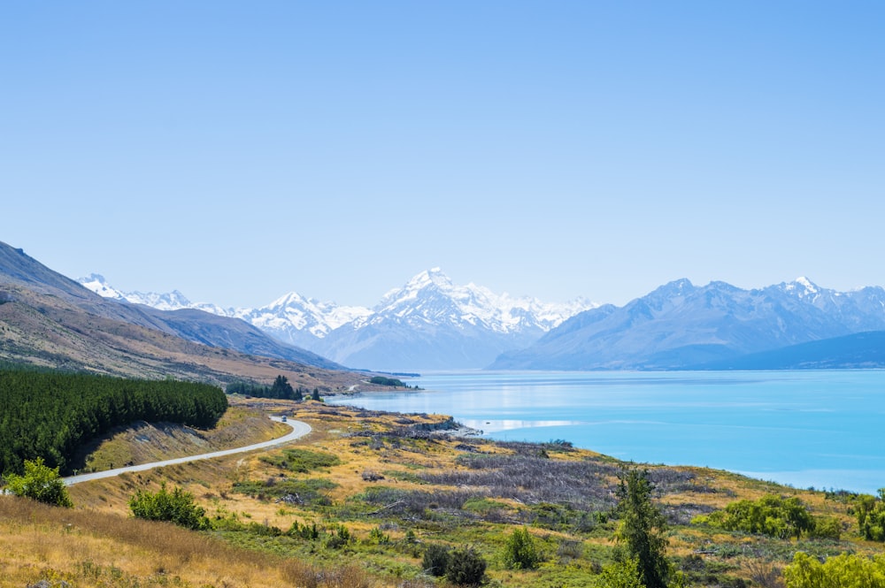 a lake surrounded by mountains