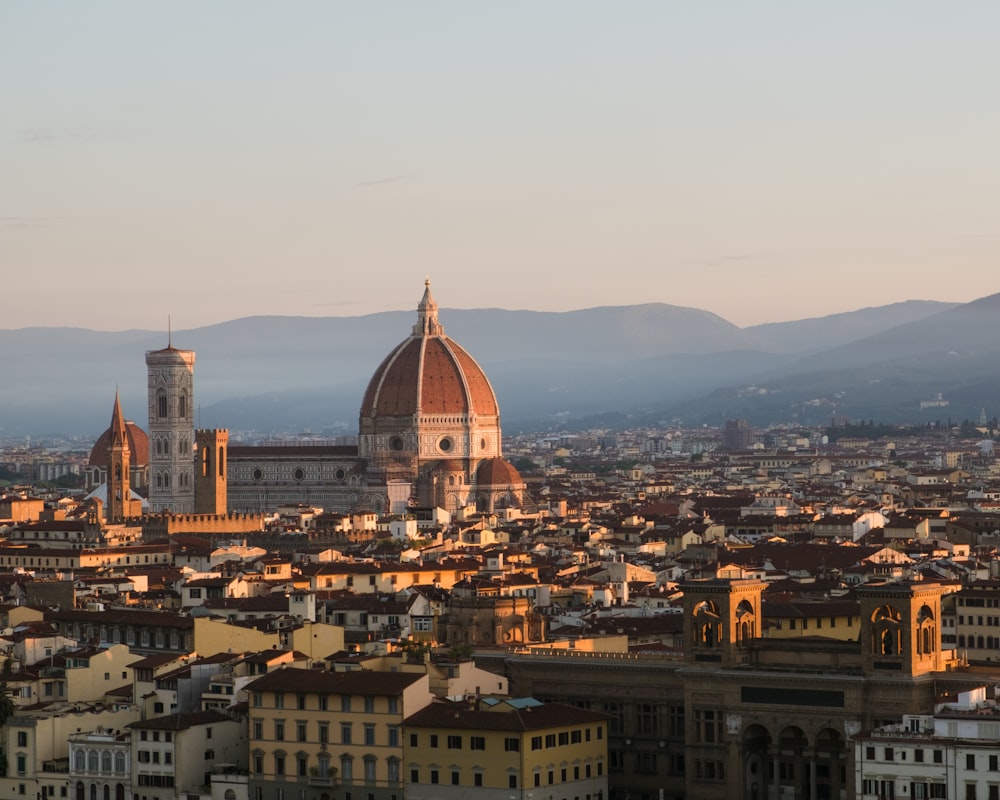 a city with a domed building