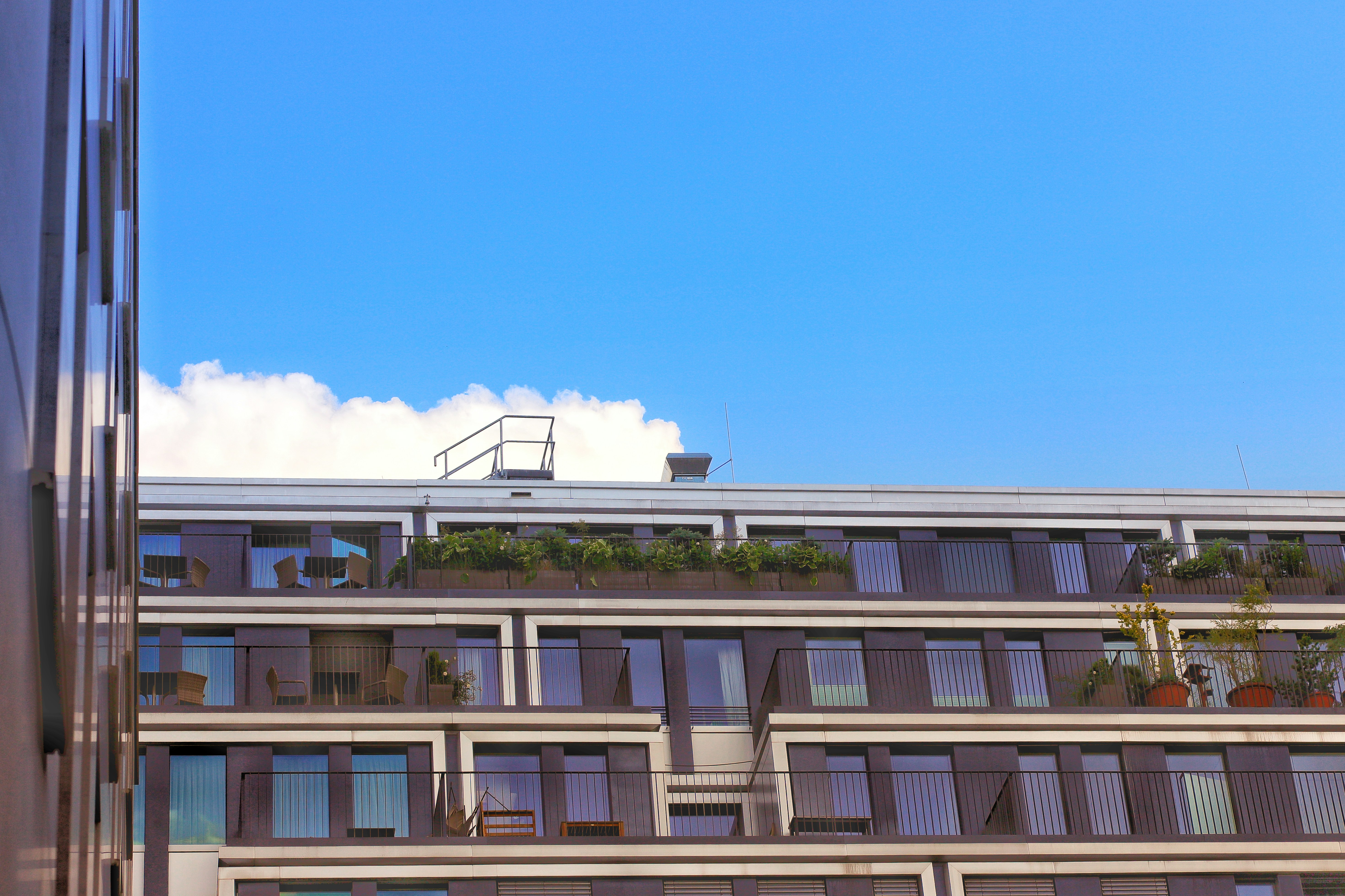 a building with a blue sky