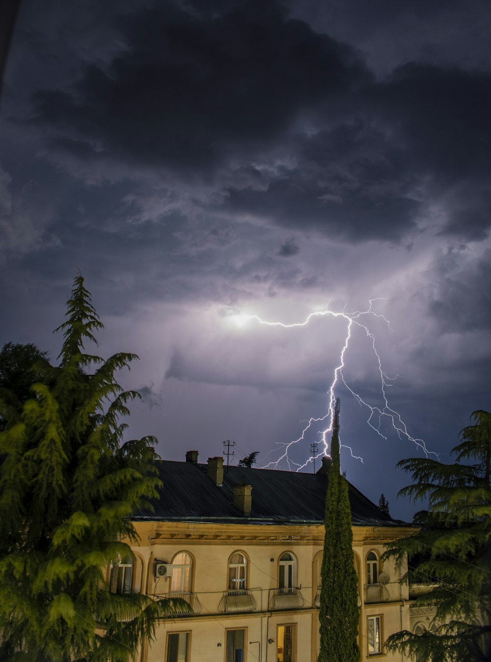 lightning striking a house