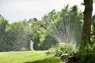 a statue in a garden