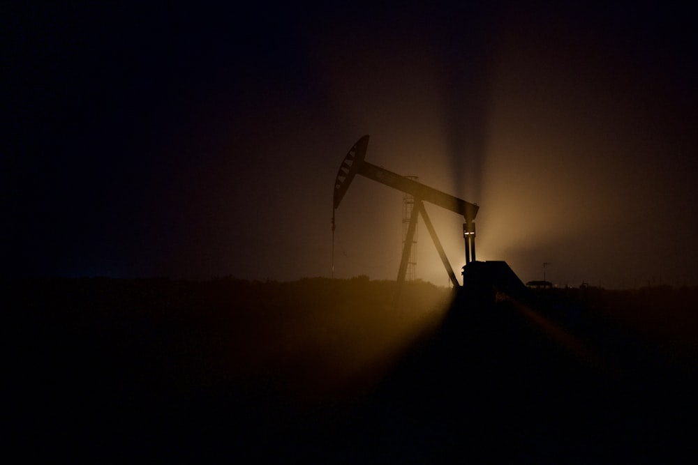 a crane at night