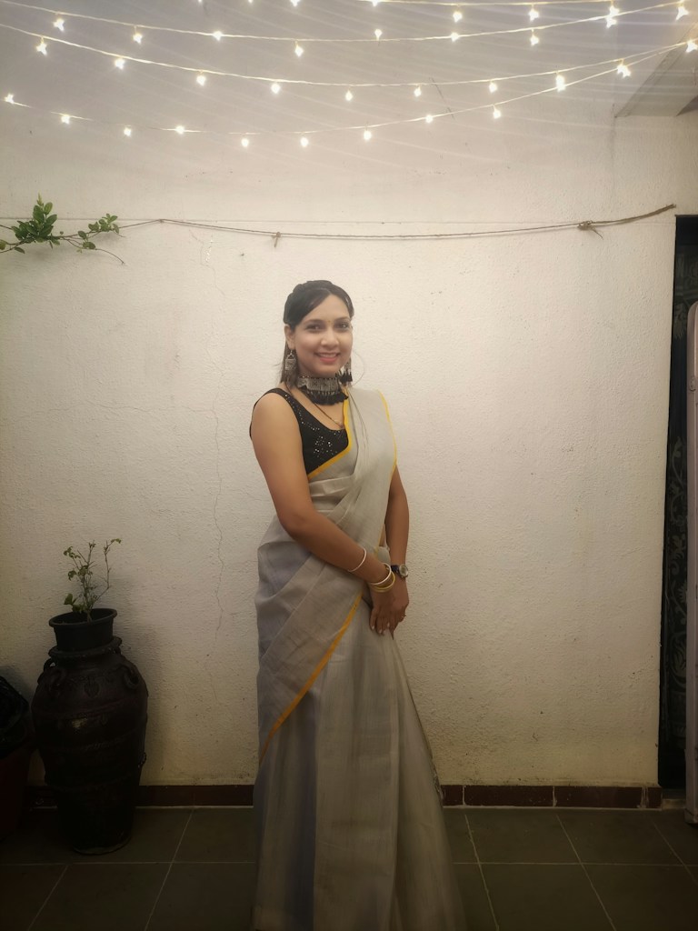 Ivory Border Saree