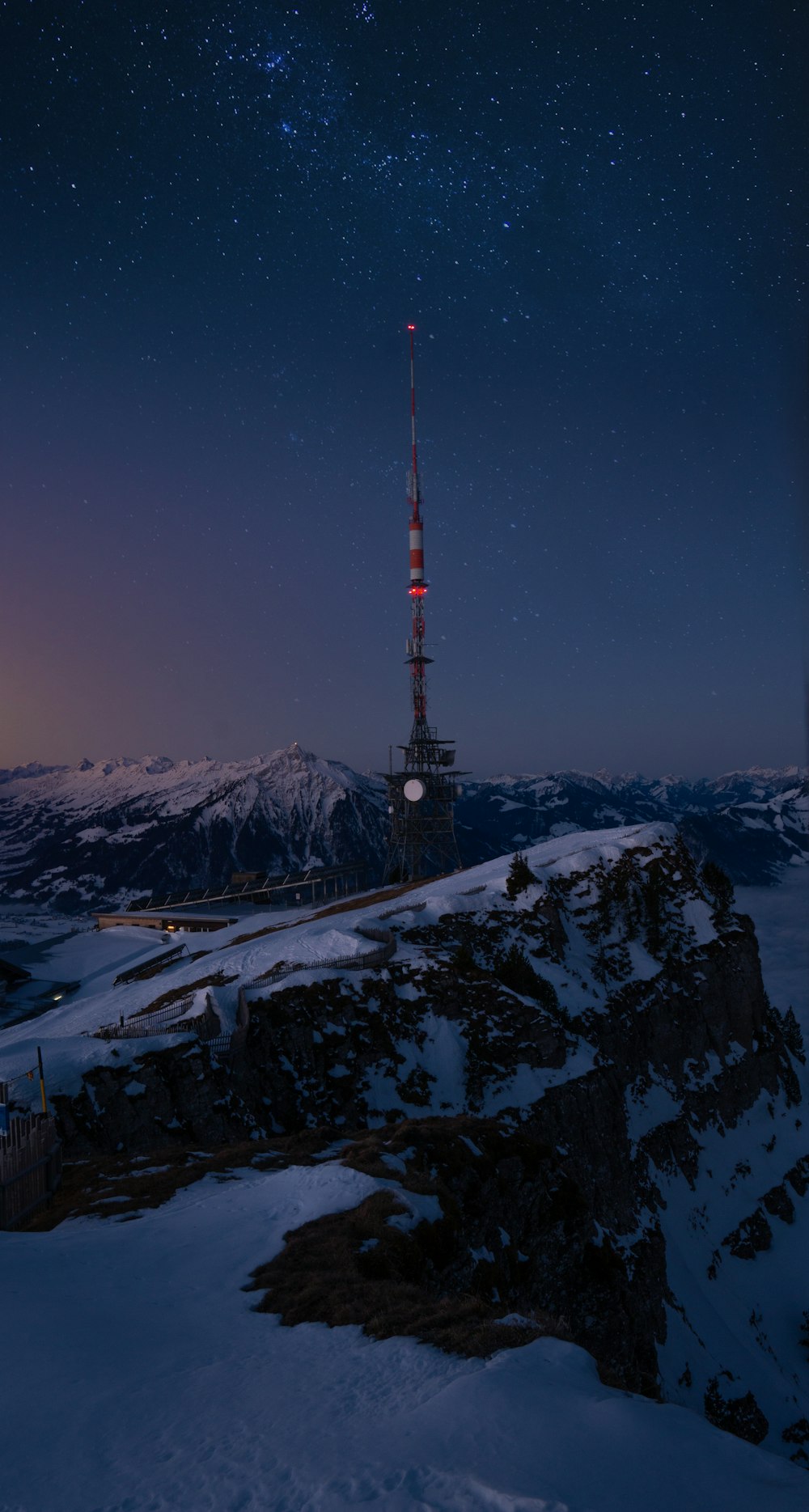 a tower in the snow