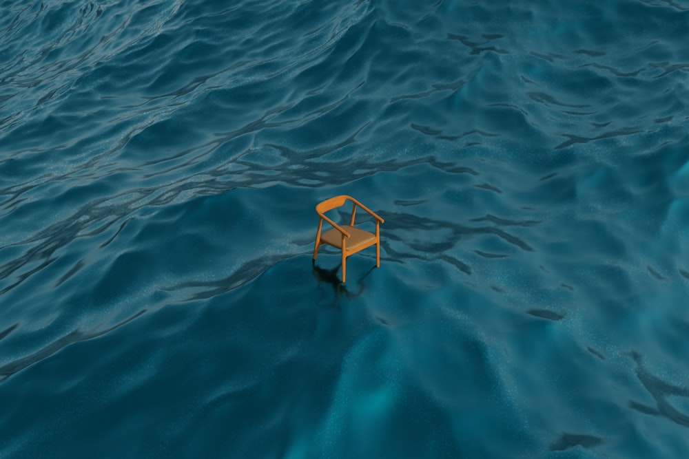 a chair floating in the water