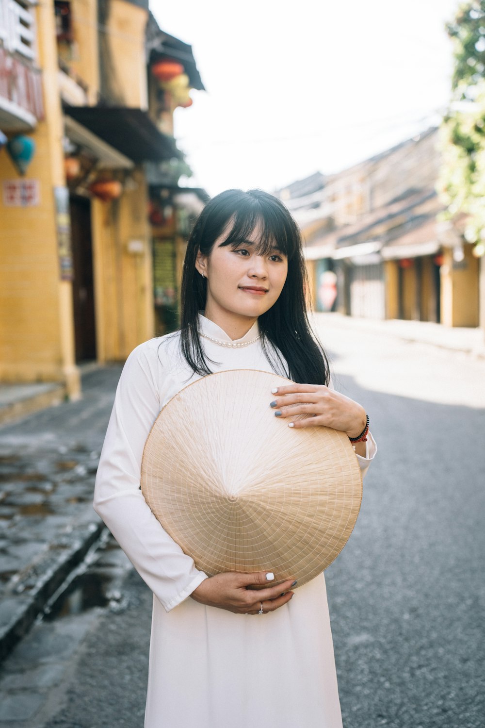 a woman holding a bag