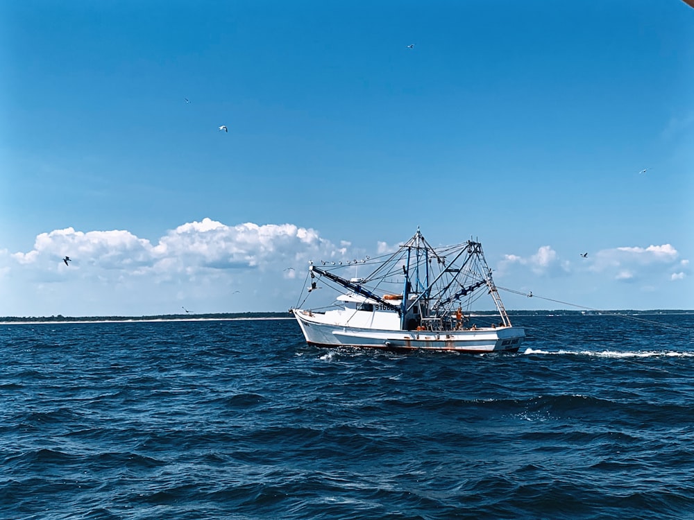 a boat sailing on the sea