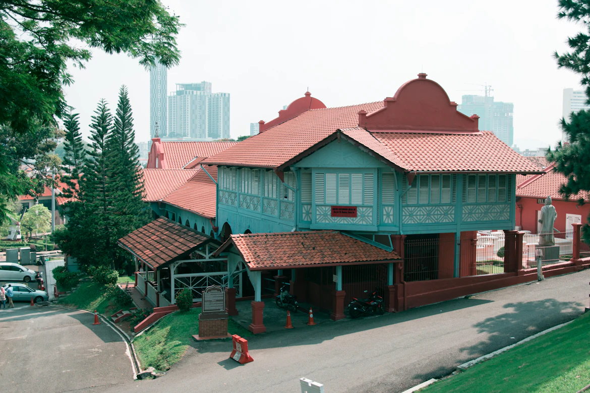 Boutique colonial-style hotel architecture in Malacca