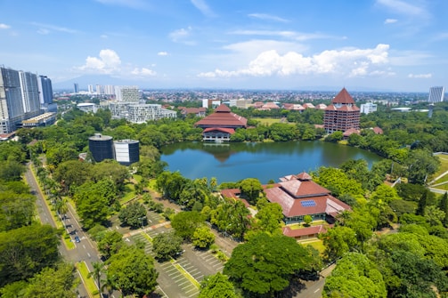 An aerial shot capturing multiple AJS Cebu properties clustered within Metro Cebu.