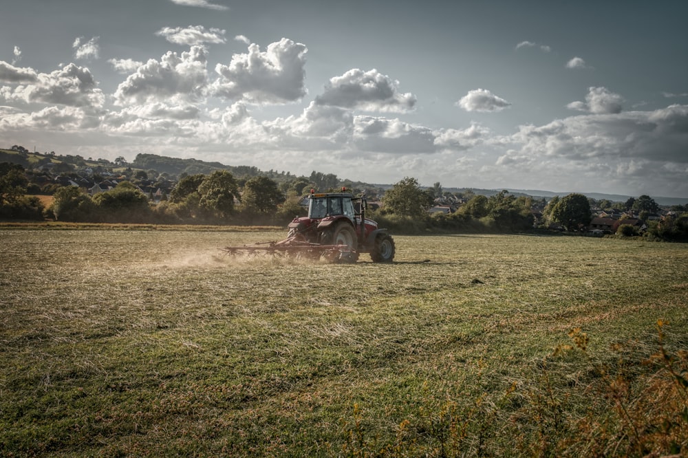 a tractor in a field