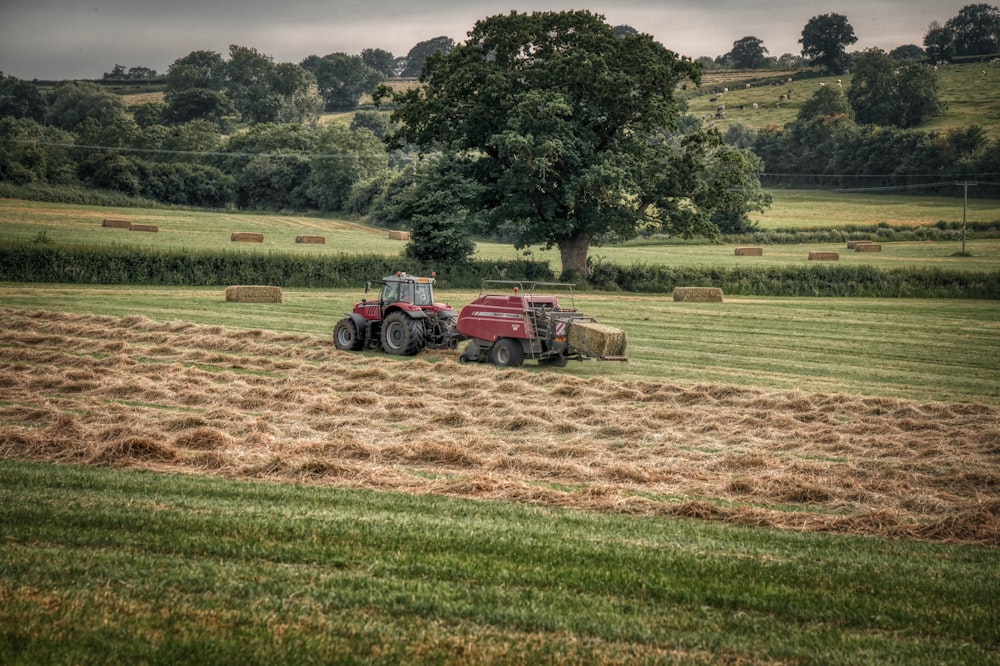 a tractor in a field