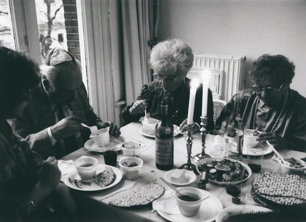 A joyful celebration during a Shabbat dinner.