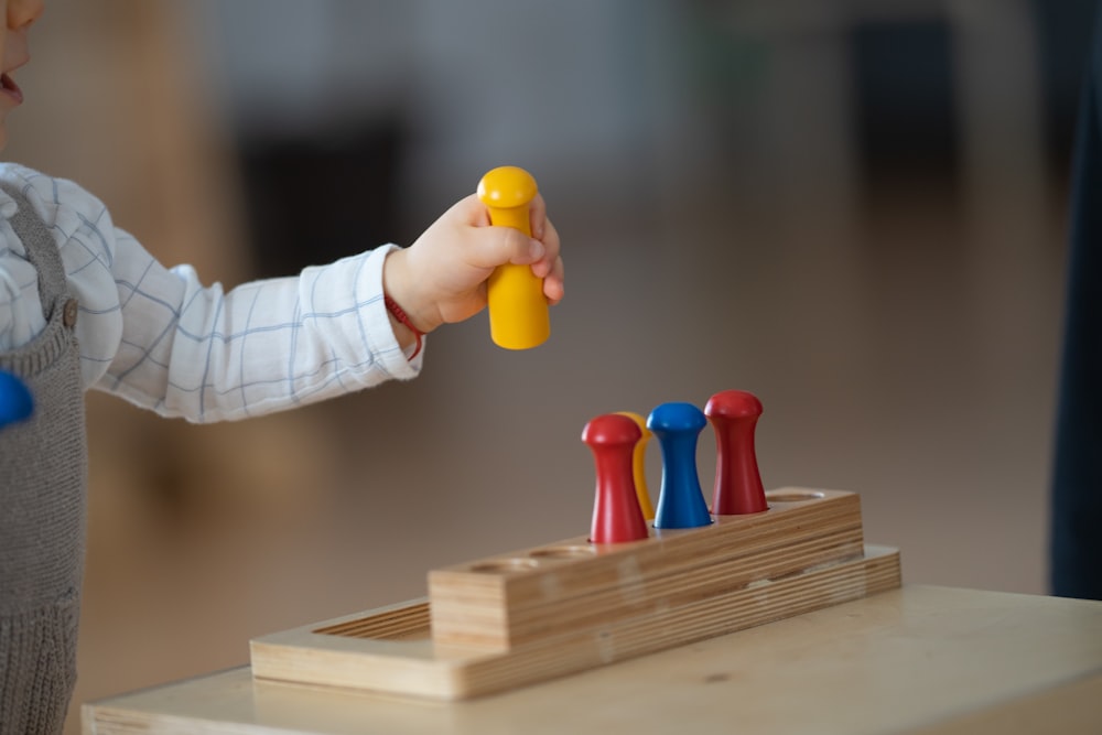 a person playing with a toy