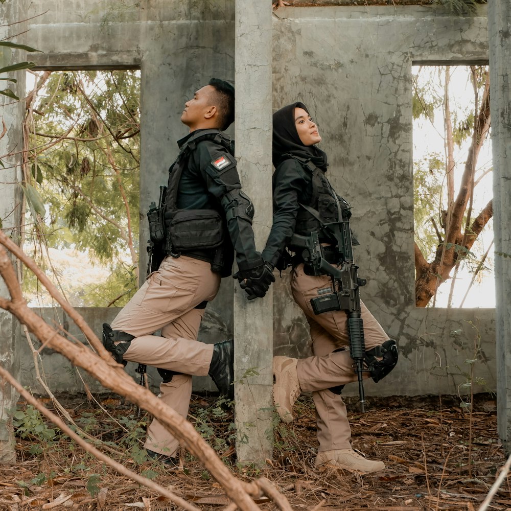 a man and woman in uniform