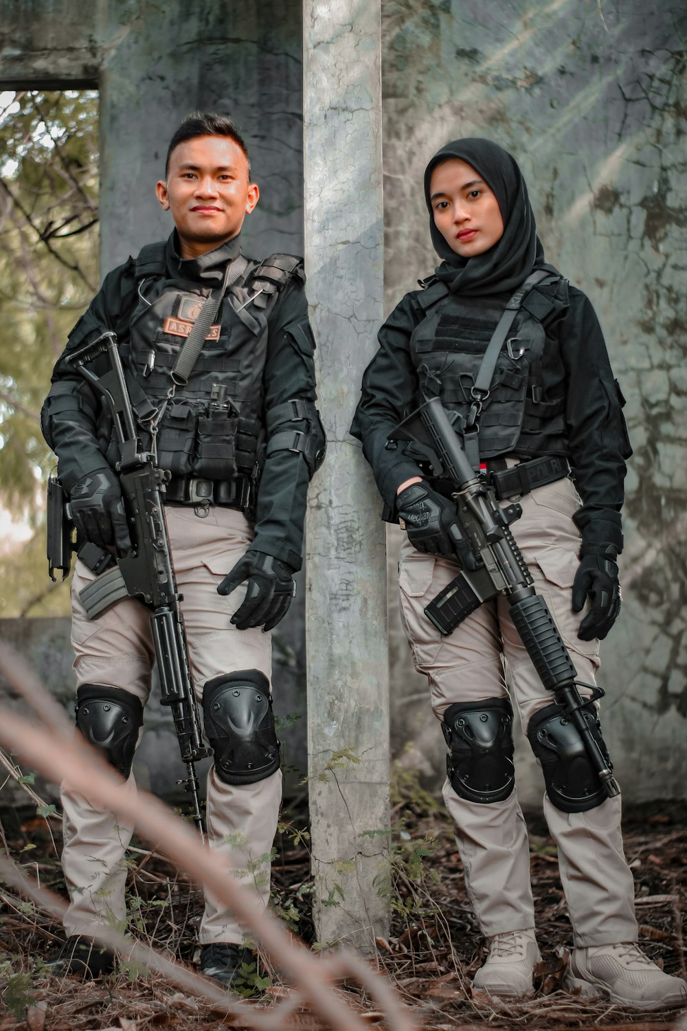 a man and woman in military uniforms