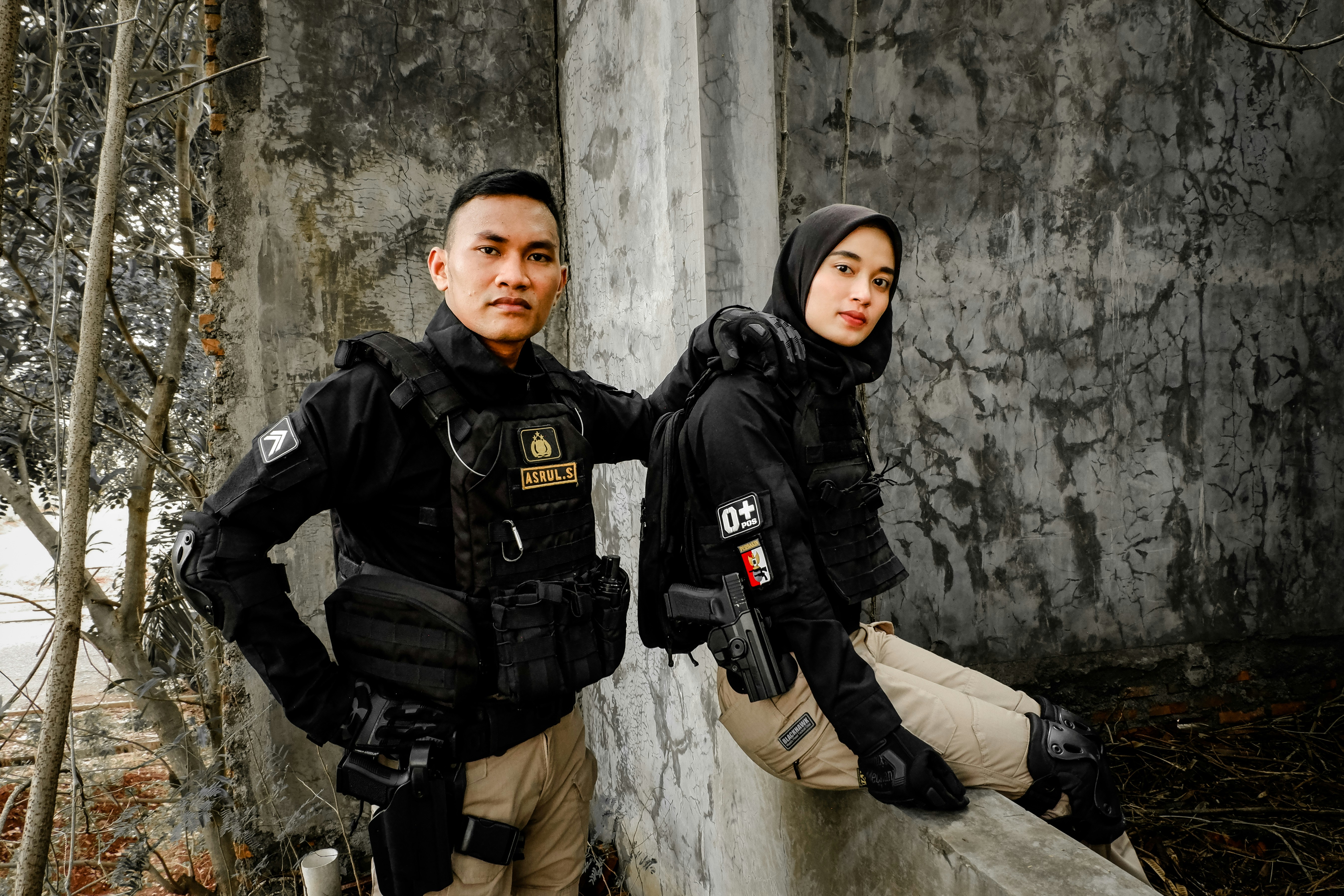 Two men in black jackets