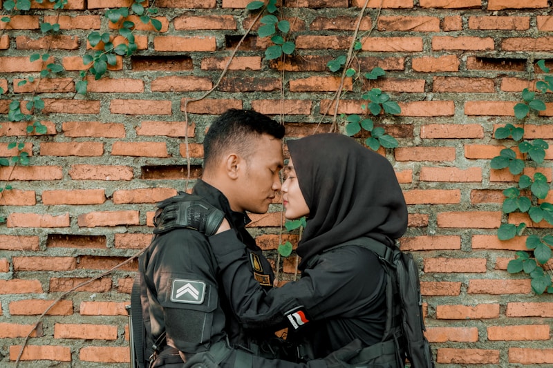 Sweet cheek kiss moment
