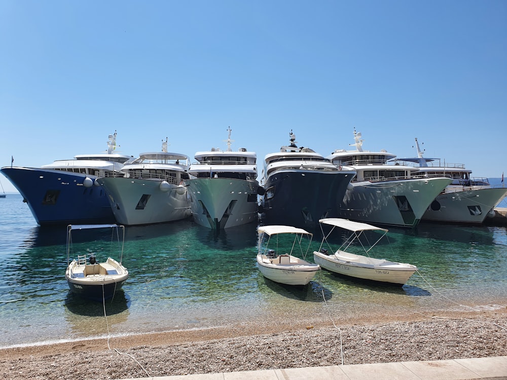 a group of boats in a harbor