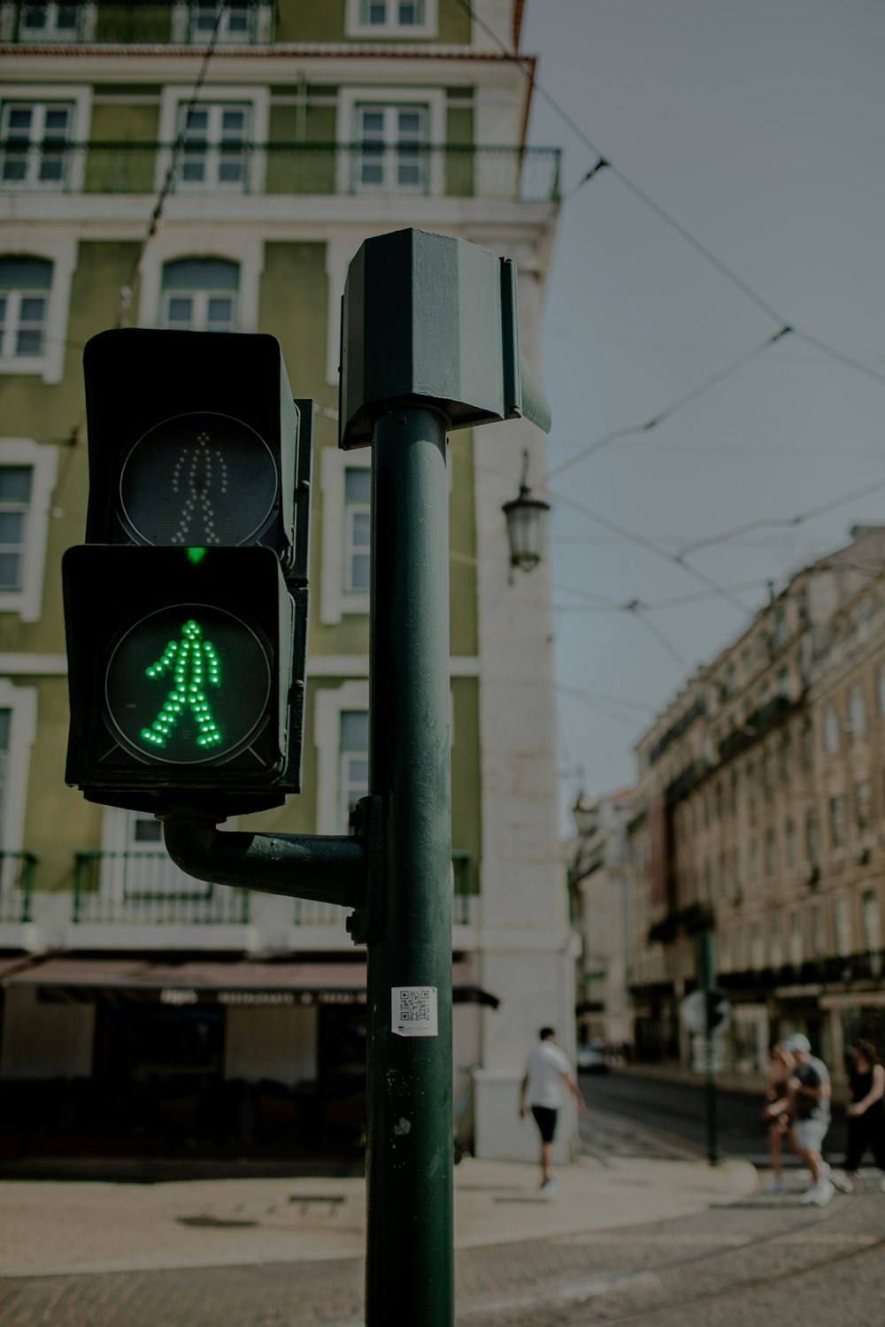 a traffic light with a green light