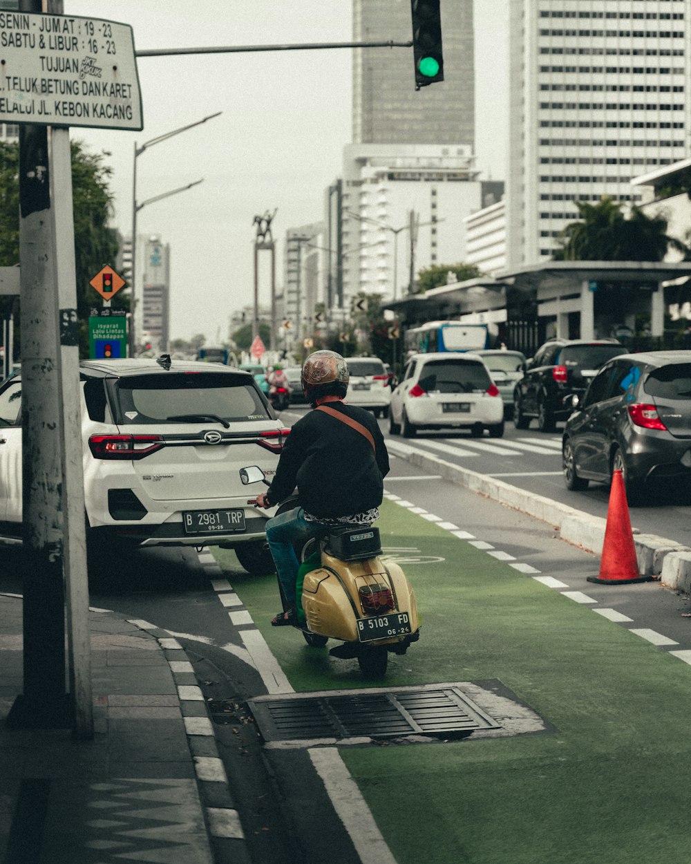 a person riding a scooter