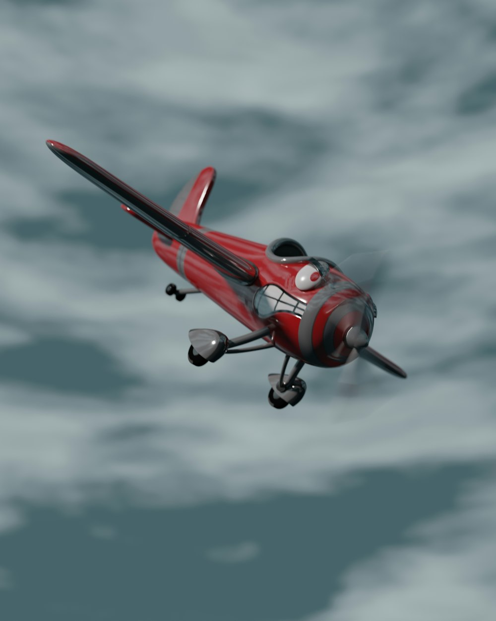 a red and white airplane in the sky