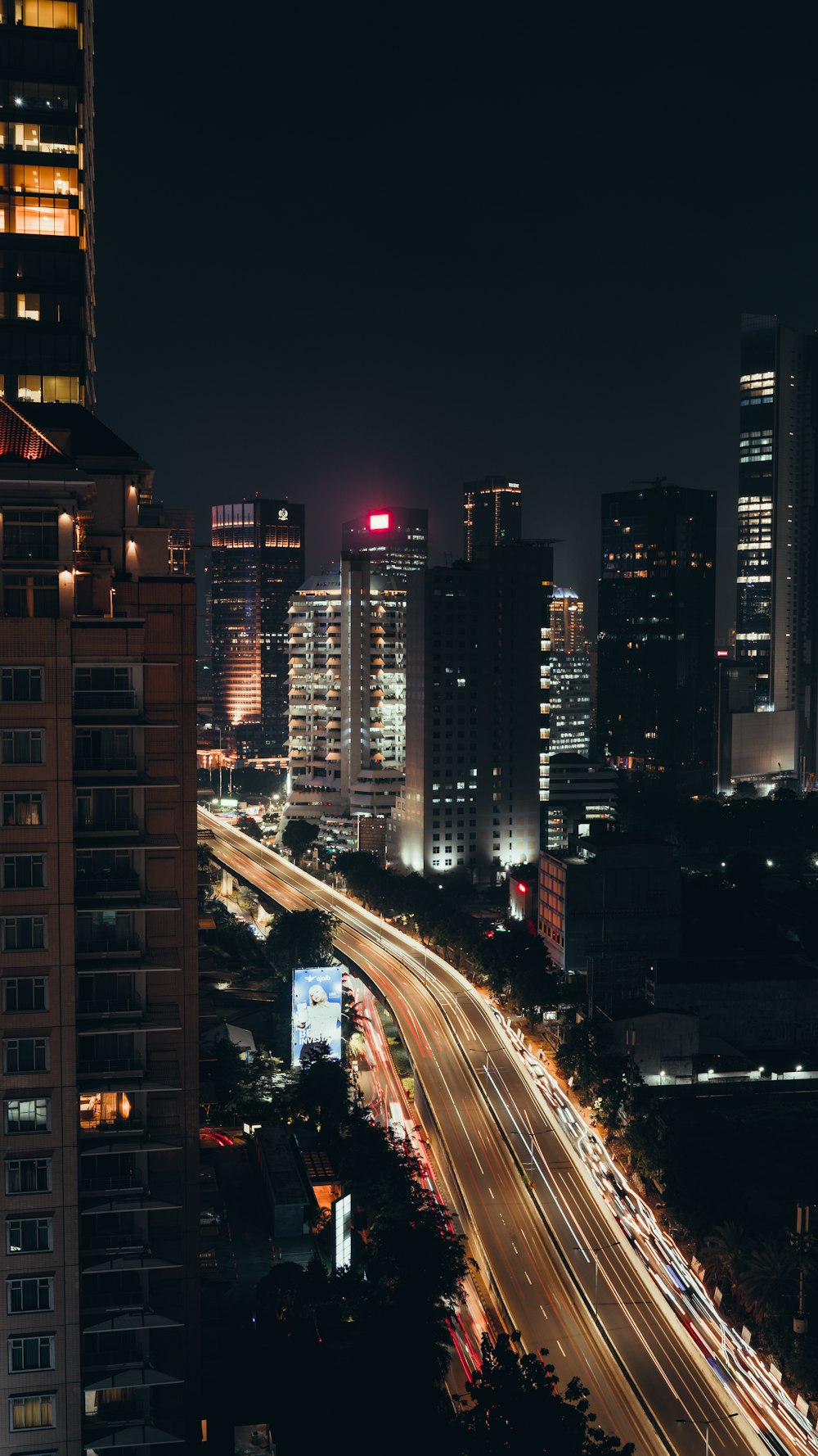 a city street at night