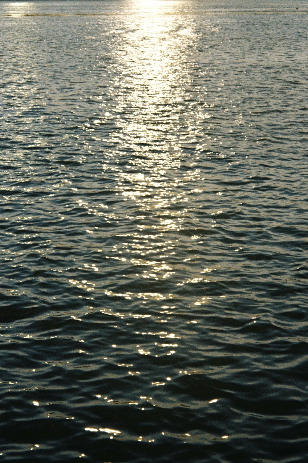 a body of water with a bright light shining on it
